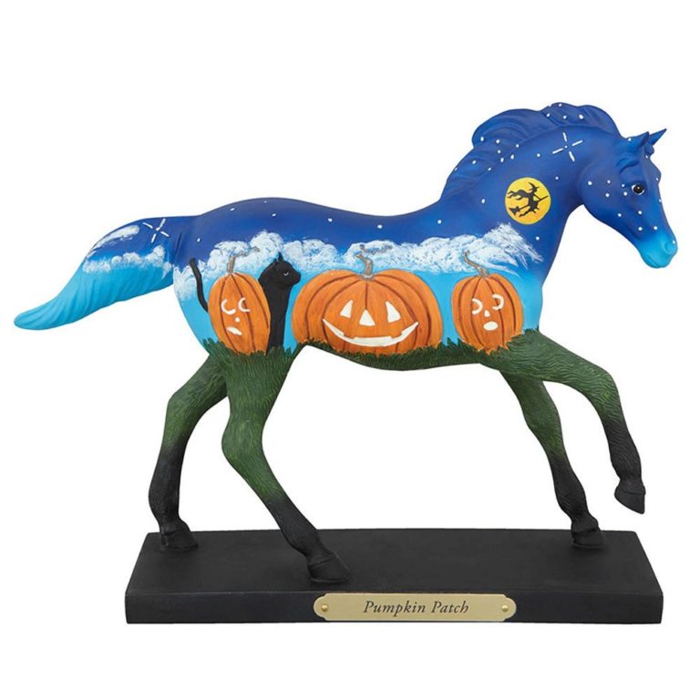 Fun Halloween Horse Items For Equestrians   Trail Of Painted Ponies Pumpkin Patch Halloween Figurine 768x768 